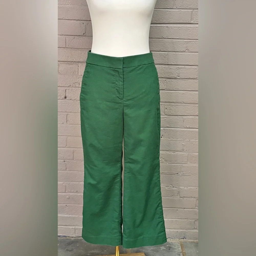 J. Crew  green linen blend cropped pants 4 / 6